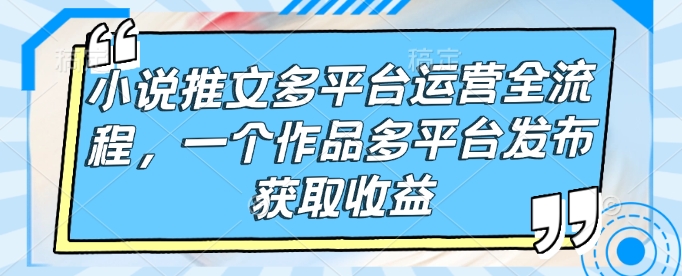 小说推文多平台运营全流程，一个作品多平台发布获取收益